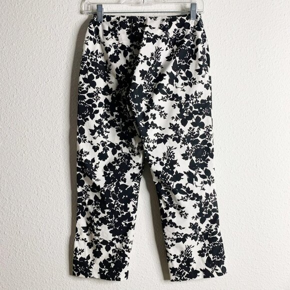 Gap Black & White Floral Crop Stretch Pants - Picture 2 of 8